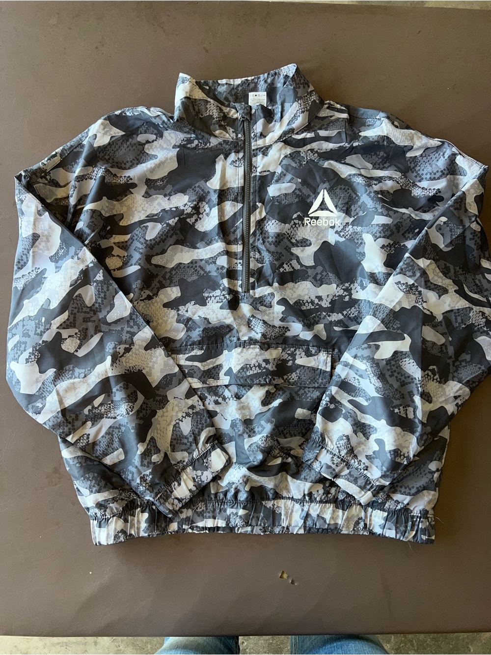 Reebok Kids' Black & Gray Camo Half-Zip Pullover Hoodie